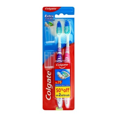 COLGATE TOOTH BRUSH EXTRA CLEAN TWIN PACK, MEDIUM