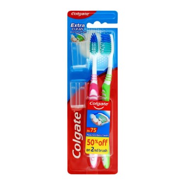 COLGATE TOOTH BRUSH EXTRA CLEAN TWIN PACK, SOFT