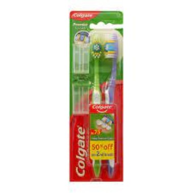 COLGATE TOOTH BRUSH PREMIER CLEAN TWIN PACK, SOFT