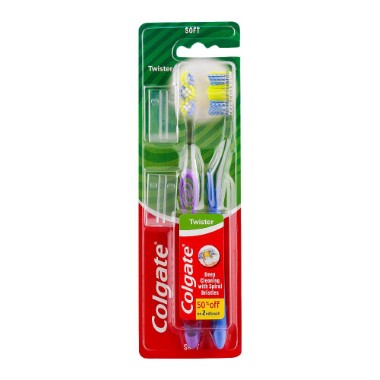 COLGATE TOOTH BRUSH TWISTER TWIN PACK, SOFT