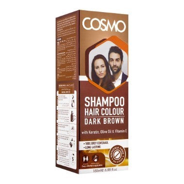 COSMO SHAMPOO HAIR COLOUR DARK BROWN 180ML