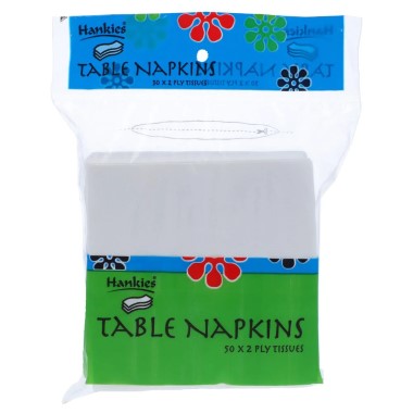 HANKIES TABLE NAPKINS TISSUE 50X2 PLY