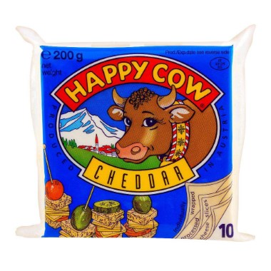 HAPPY COW CHEDDAR CHEESE SLICE 10S, 200G