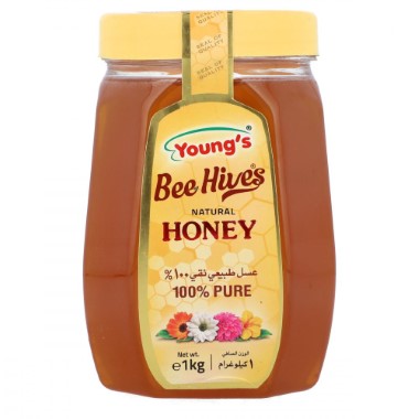 YOUNGS BEE HIVES NATURAL HONEY JAR 1KG