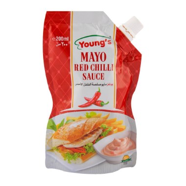 YOUNGS MAYO RED CHILLI SAUCE PCH 200ML