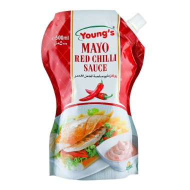 YOUNGS MAYO RED CILLI SAUCE PCH 500ML